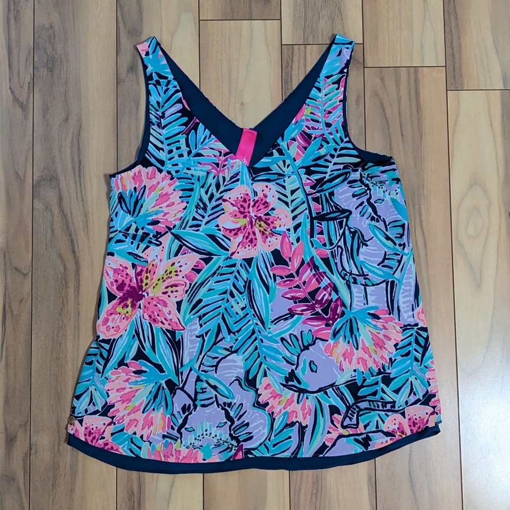 EUC! Lilly Pulitzer Florin Reversible Top Multi Slathouse Soiree Size XS